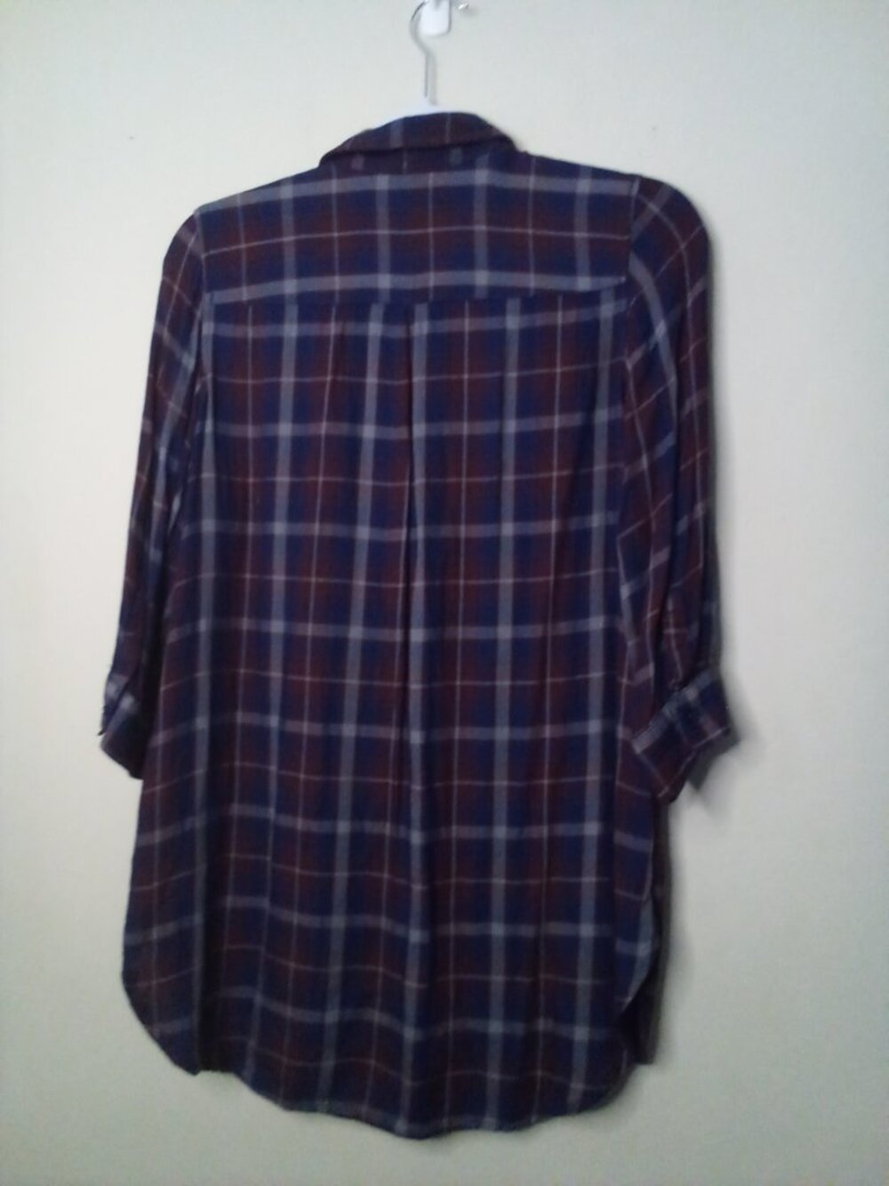 Khakis & Co Women S Button Up 3/4 Sleeve Pockets Plaid Red Blue - Picture 10 of 15